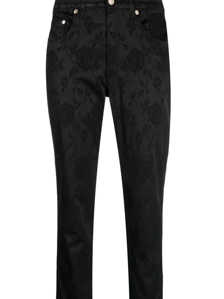 2000s Versace cropped trousers Women floral-jacquard 0712